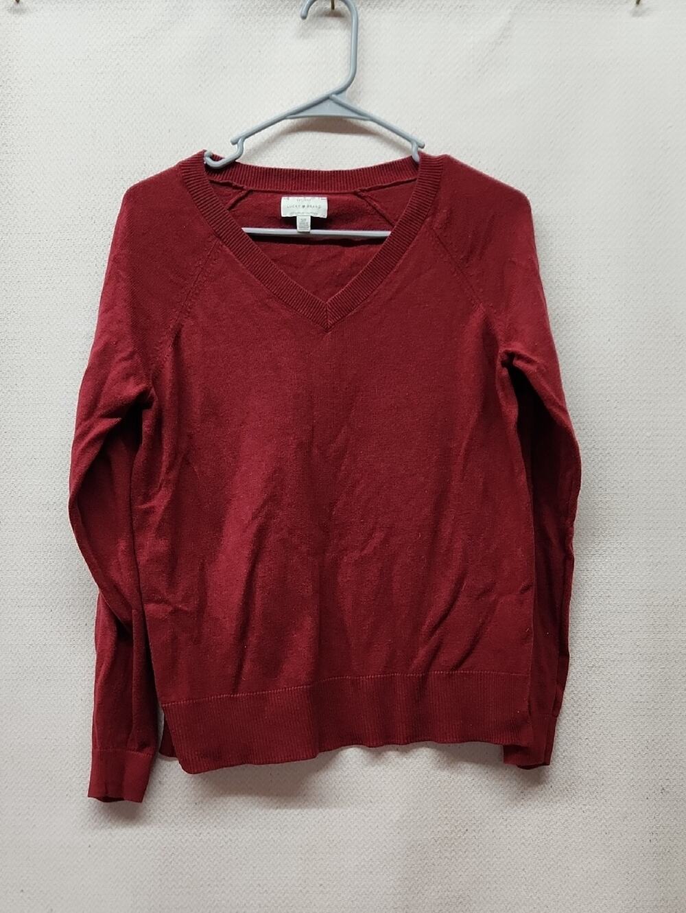 Lucky Brand Women's Deep Red V-Neck Sweater